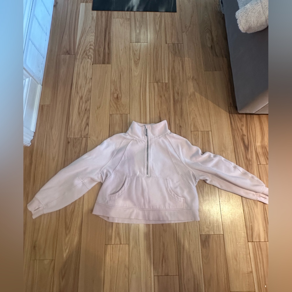 Lululemon Women's Light Pink Quarter-Zip Sweatshirt Crop - Picture 2 of 7